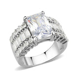 High polished (no plating) Stainless Steel Ring with AAA Grade CZ in Clear