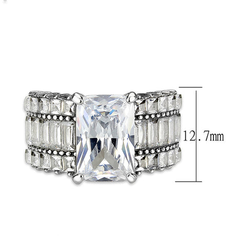 High polished (no plating) Stainless Steel Ring with AAA Grade CZ in Clear