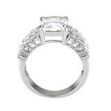 High polished (no plating) Stainless Steel Ring with AAA Grade CZ in Clear