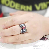 IP Black (Ion Plating) Stainless Steel Ring with AAA Grade CZ in Garnet