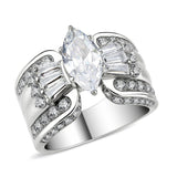 High polished (no plating) Stainless Steel Ring with AAA Grade CZ in Clear
