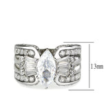 High polished (no plating) Stainless Steel Ring with AAA Grade CZ in Clear