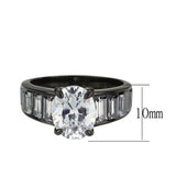 IP Black (Ion Plating) Stainless Steel Ring with AAA Grade CZ in Clear