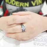 IP Black (Ion Plating) Stainless Steel Ring with AAA Grade CZ in Clear