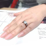 IP Black (Ion Plating) Stainless Steel Ring with AAA Grade CZ in Clear