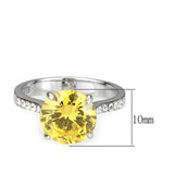 High polished (no plating) Stainless Steel Ring with AAA Grade CZ in Topaz