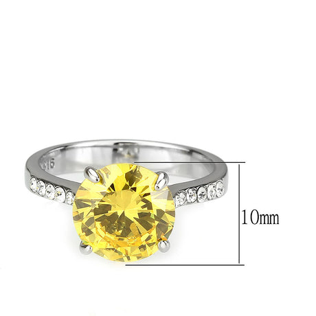 High polished (no plating) Stainless Steel Ring with AAA Grade CZ in Topaz