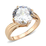 IP Rose Gold(Ion Plating) Stainless Steel Ring with AAA Grade CZ in Clear