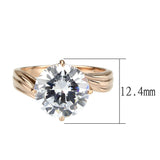 IP Rose Gold(Ion Plating) Stainless Steel Ring with AAA Grade CZ in Clear