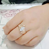 IP Rose Gold(Ion Plating) Stainless Steel Ring with AAA Grade CZ in Clear