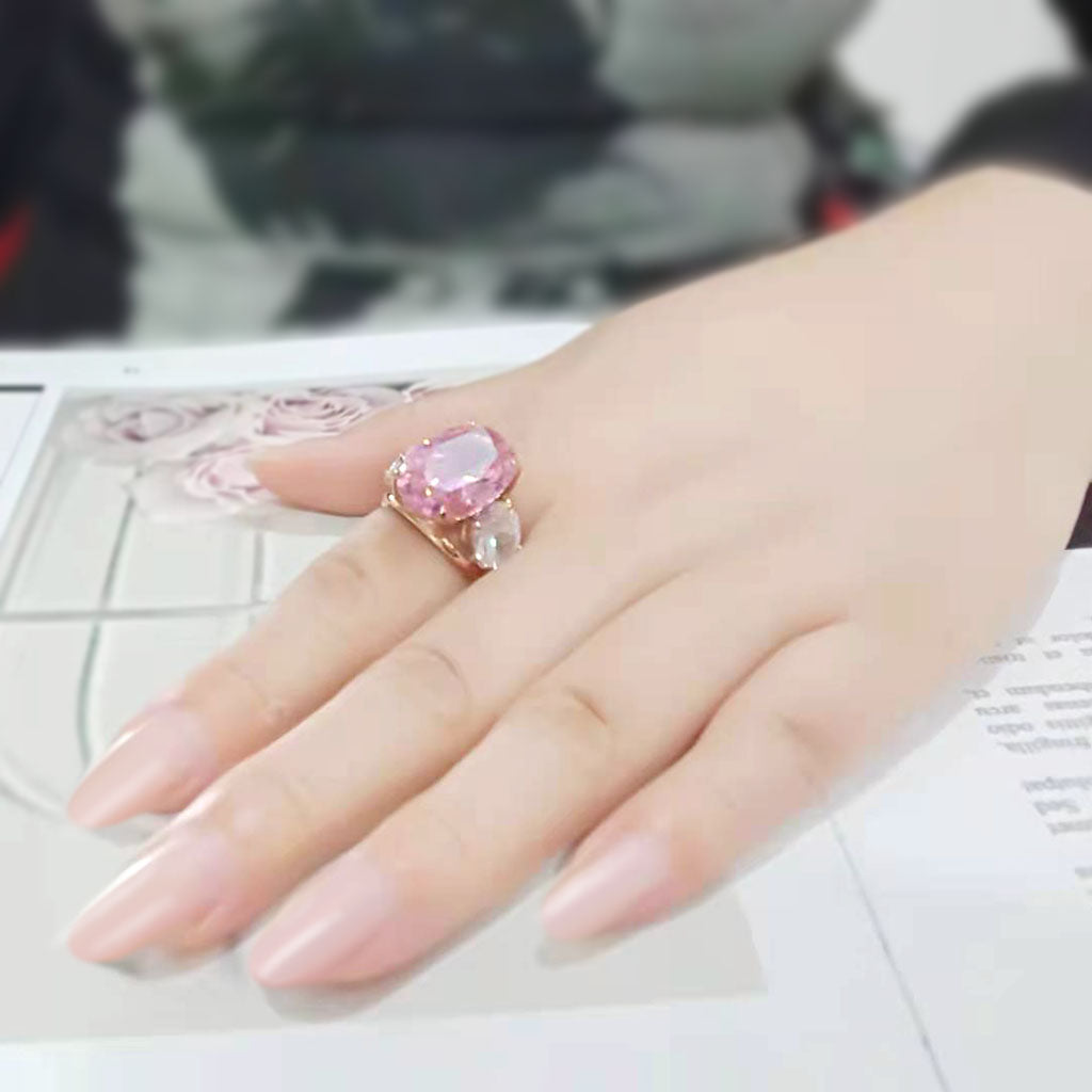 IP Rose Gold(Ion Plating) Stainless Steel Ring with AAA Grade CZ in Rose