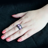 IP Black (Ion Plating) Stainless Steel Ring with AAA Grade CZ in Rose