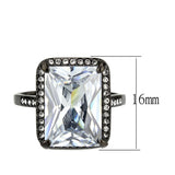 IP Black (Ion Plating) Stainless Steel Ring with AAA Grade CZ in Clear