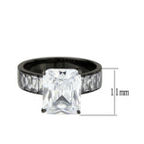 IP Black (Ion Plating) Stainless Steel Ring with AAA Grade CZ in Clear