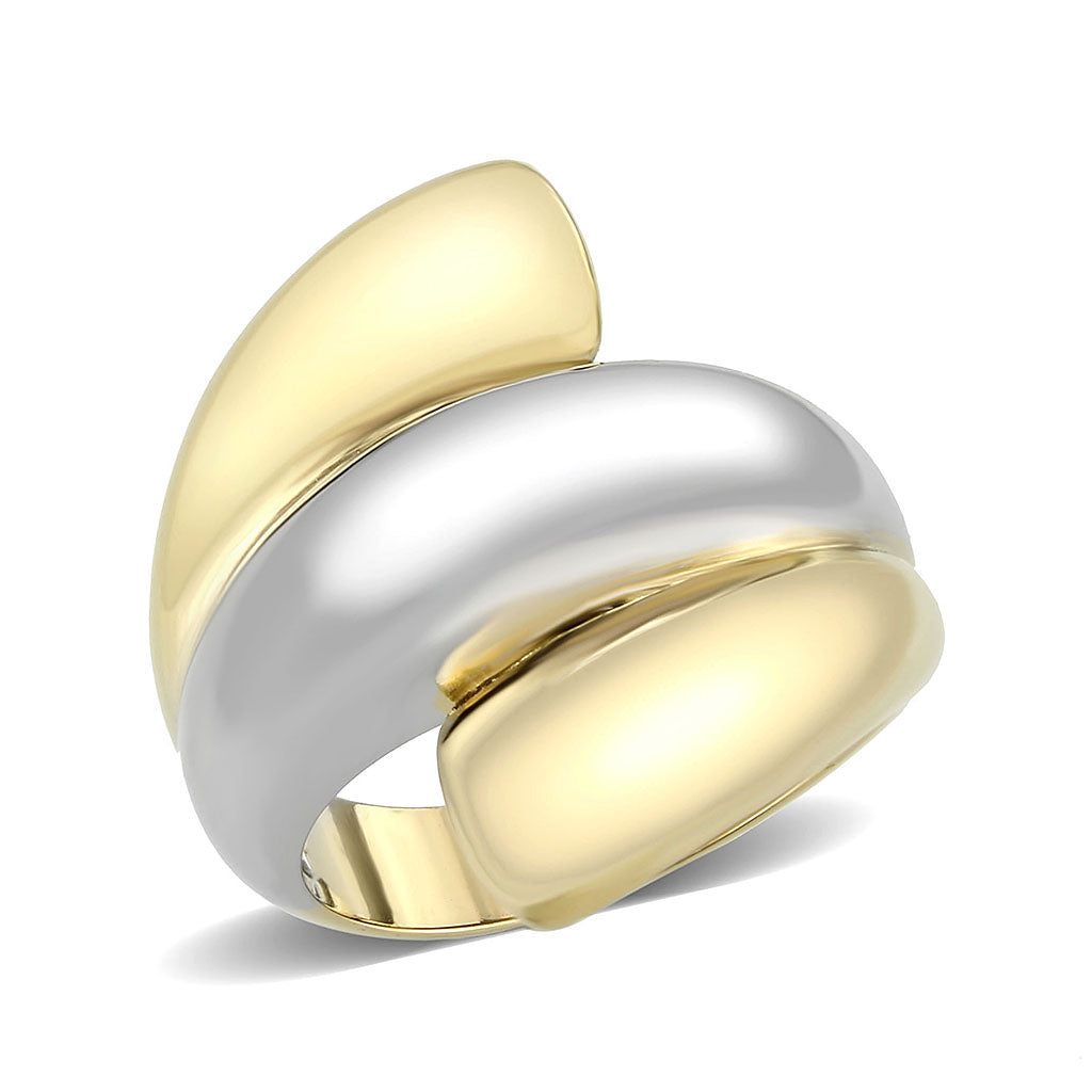 Two Tone IP Gold (Ion Plating) Stainless Steel Ring with NoStone in No Stone