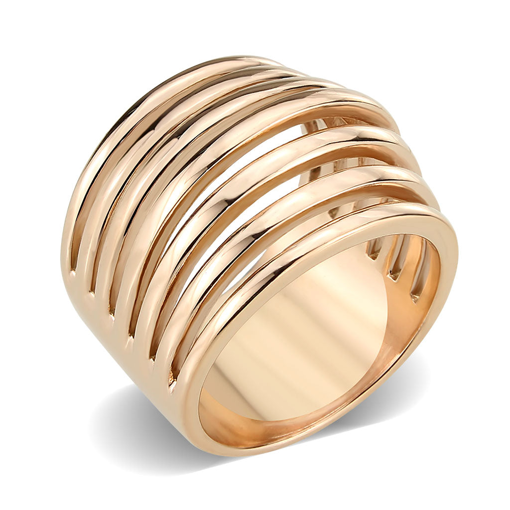 IP Rose Gold(Ion Plating) Stainless Steel Ring with NoStone in No Stone