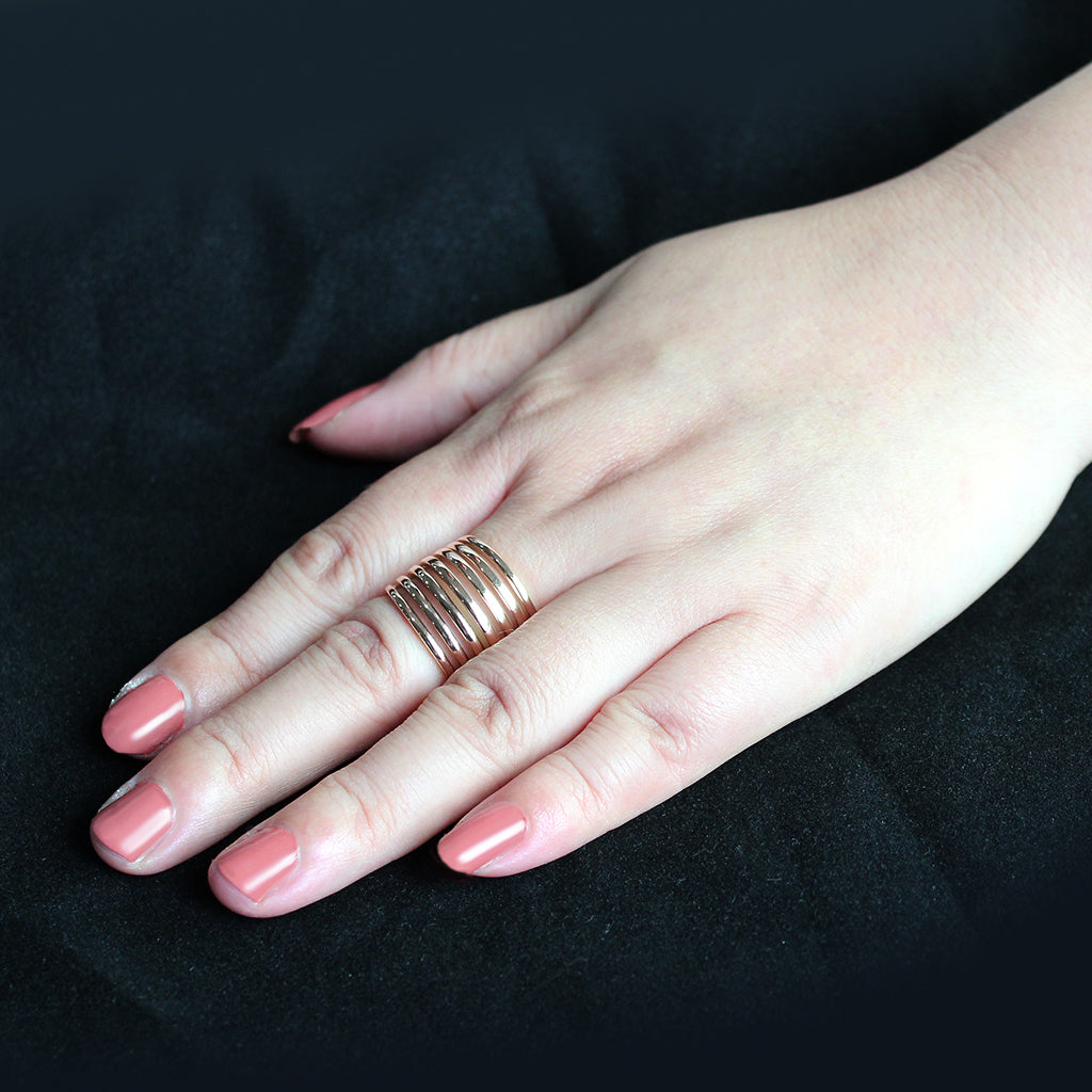 IP Rose Gold(Ion Plating) Stainless Steel Ring with NoStone in No Stone