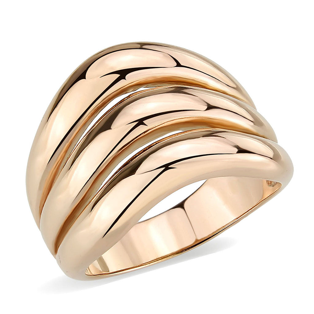 IP Rose Gold(Ion Plating) Stainless Steel Ring with NoStone in No Stone