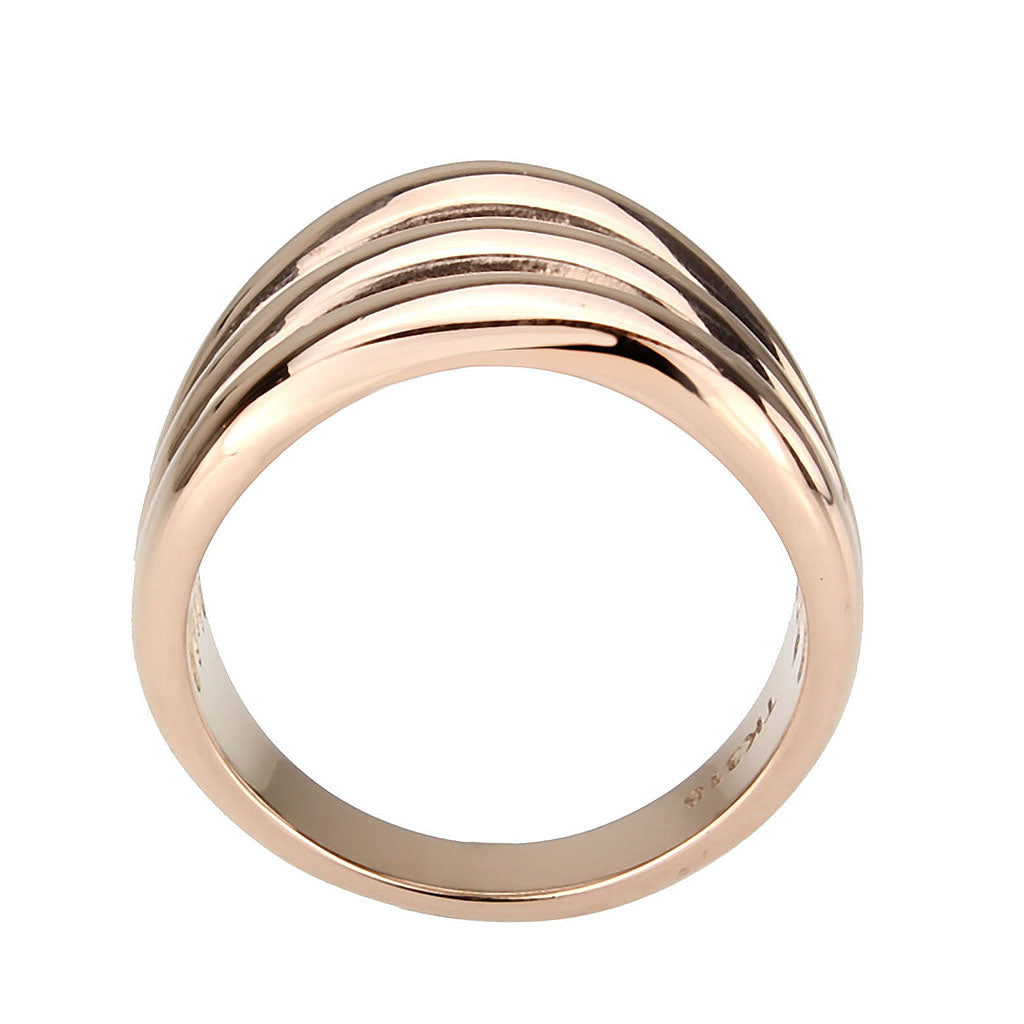 IP Rose Gold(Ion Plating) Stainless Steel Ring with NoStone in No Stone