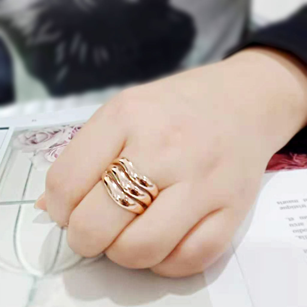 IP Rose Gold(Ion Plating) Stainless Steel Ring with NoStone in No Stone