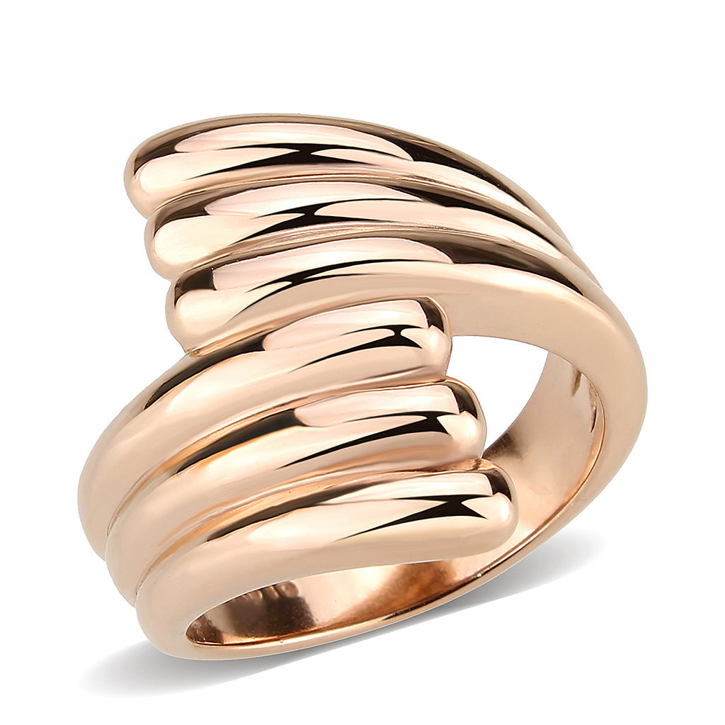 IP Rose Gold(Ion Plating) Stainless Steel Ring with NoStone in No Stone