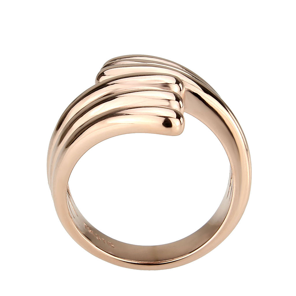 IP Rose Gold(Ion Plating) Stainless Steel Ring with NoStone in No Stone