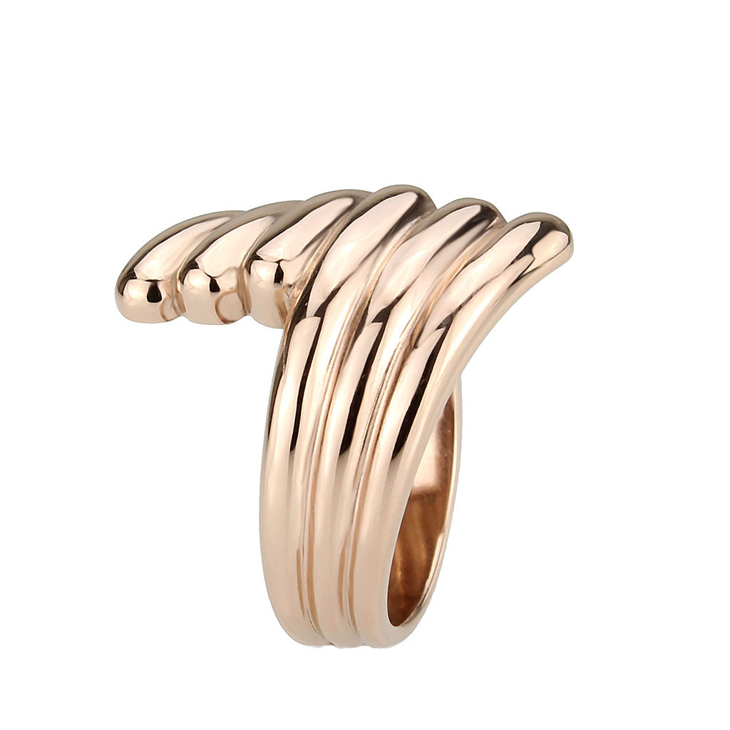 IP Rose Gold(Ion Plating) Stainless Steel Ring with NoStone in No Stone