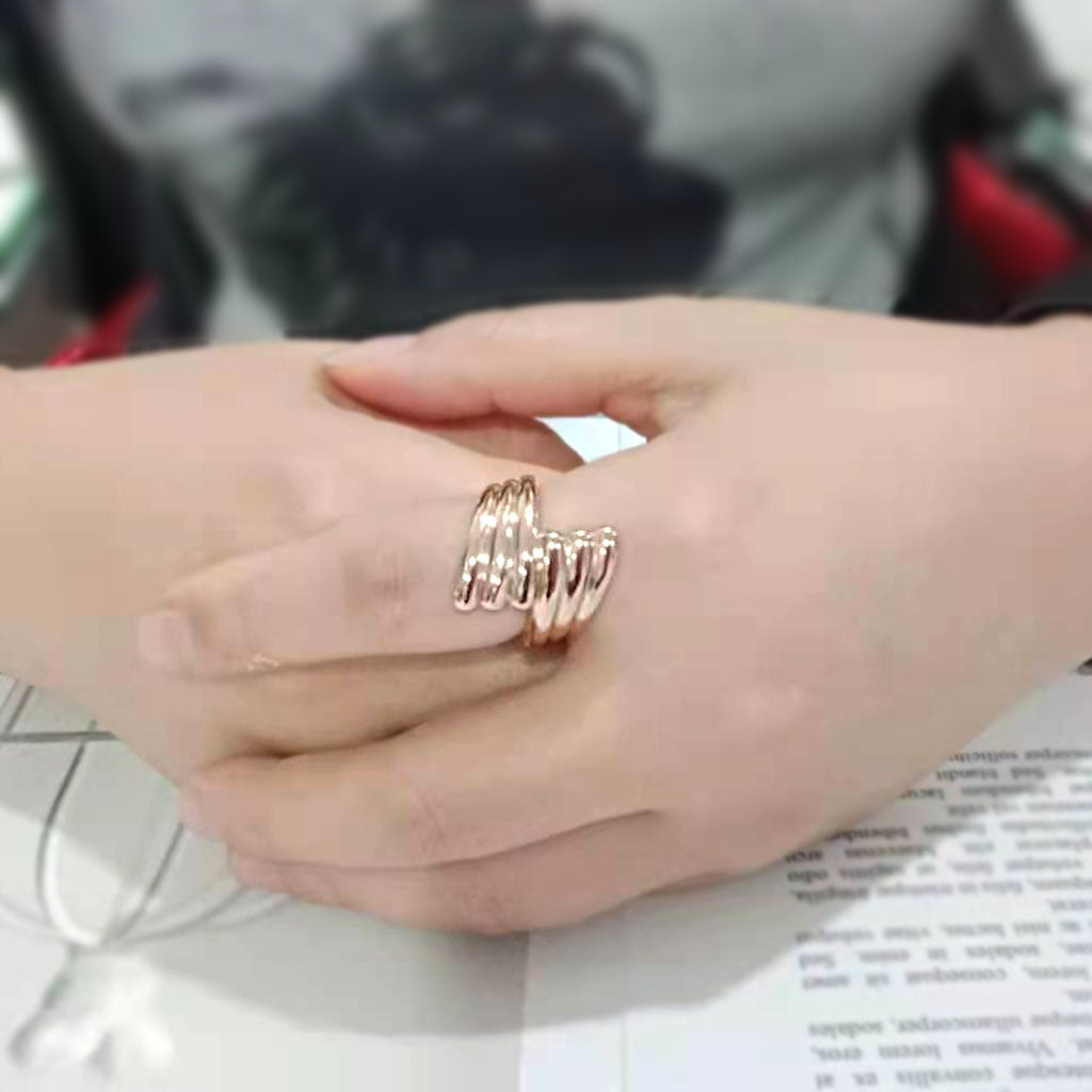 IP Rose Gold(Ion Plating) Stainless Steel Ring with NoStone in No Stone