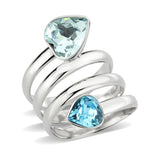 High polished (no plating) Stainless Steel Ring with Top Grade Crystal in SeaBlue
