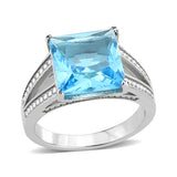 High polished (no plating) Stainless Steel Ring with Synthetic in SeaBlue