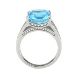 High polished (no plating) Stainless Steel Ring with Synthetic in SeaBlue