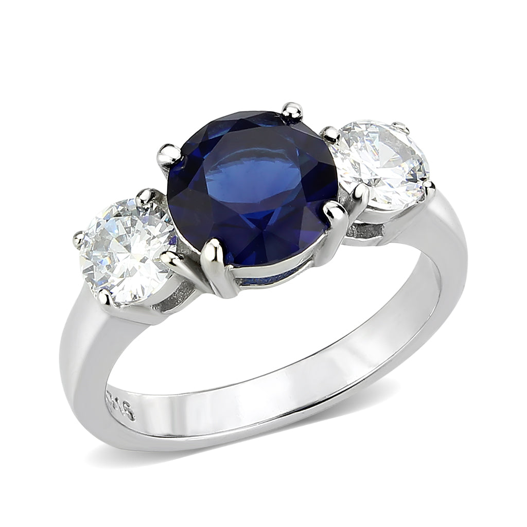 High polished (no plating) Stainless Steel Ring with Synthetic in Montana