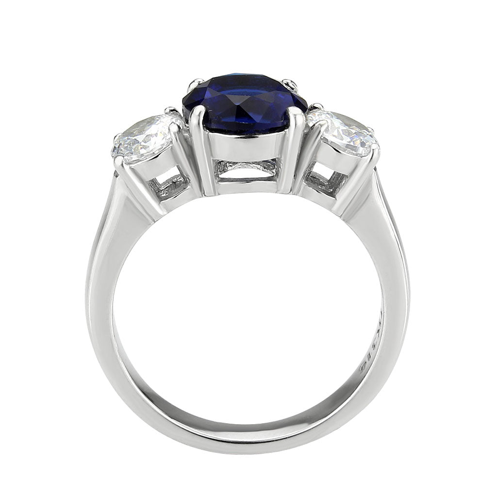 High polished (no plating) Stainless Steel Ring with Synthetic in Montana