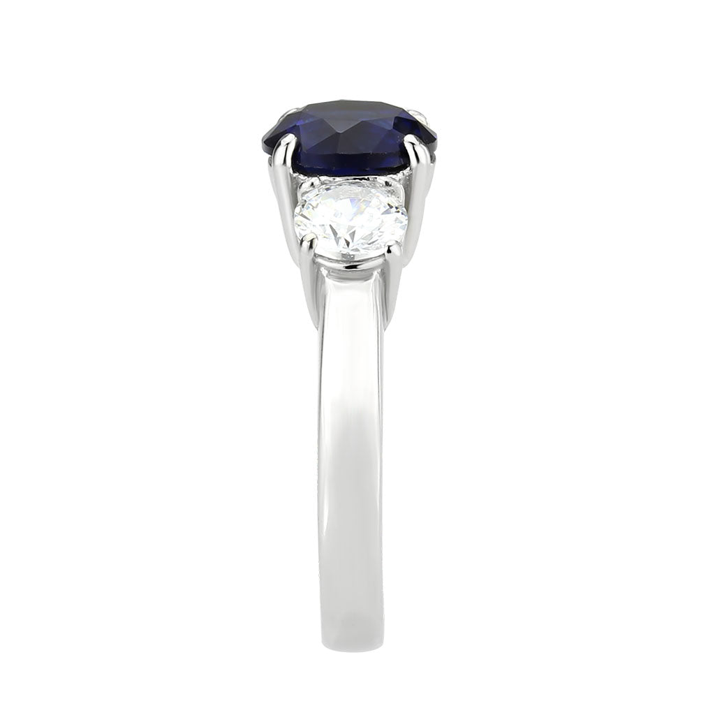 High polished (no plating) Stainless Steel Ring with Synthetic in Montana