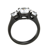 IP Black (Ion Plating) Stainless Steel Ring with AAA Grade CZ in Clear