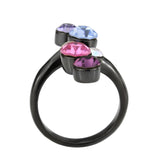 IP Black (Ion Plating) Stainless Steel Ring with Top Grade Crystal in MultiColor