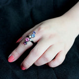 IP Black (Ion Plating) Stainless Steel Ring with Top Grade Crystal in MultiColor