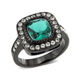 IP Black (Ion Plating) Stainless Steel Ring with Synthetic in Blue Zircon