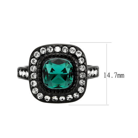 IP Black (Ion Plating) Stainless Steel Ring with Synthetic in Blue Zircon