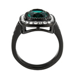 IP Black (Ion Plating) Stainless Steel Ring with Synthetic in Blue Zircon
