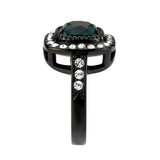 IP Black (Ion Plating) Stainless Steel Ring with Synthetic in Blue Zircon