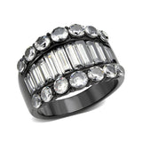 IP Black (Ion Plating) Stainless Steel Ring with AAA Grade CZ in Clear