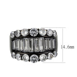 IP Black (Ion Plating) Stainless Steel Ring with AAA Grade CZ in Clear