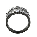 IP Black (Ion Plating) Stainless Steel Ring with AAA Grade CZ in Clear