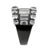 IP Black (Ion Plating) Stainless Steel Ring with AAA Grade CZ in Clear