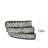 Two Tone IP Black (Ion Plating) Stainless Steel Ring with Top Grade Crystal in Clear