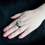Two Tone IP Black (Ion Plating) Stainless Steel Ring with Top Grade Crystal in Clear