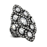 IP Black (Ion Plating) Stainless Steel Ring with AAA Grade CZ in Clear