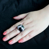 Two Tone IP Black (Ion Plating) Stainless Steel Ring with AAA Grade CZ in Clear
