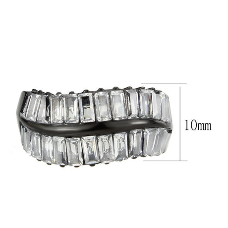 IP Black (Ion Plating) Stainless Steel Ring with AAA Grade CZ in Clear